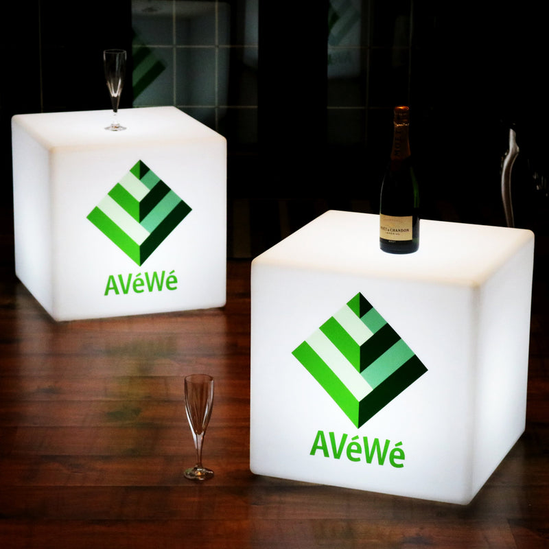 Personalized Branded LED Furniture Seat Stool, Display Sign Advertising Lightbox, 40cm Cube