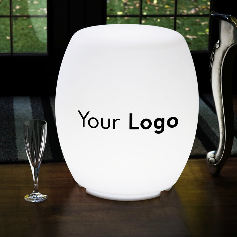 Personalised Illuminated Seat Stool Furniture, Branded Floor Lamp, LED Display Logo Lightbox