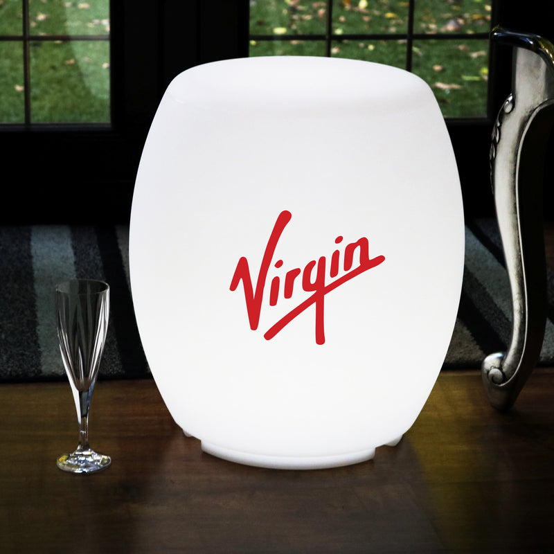 Personalised Illuminated Seat Stool Furniture, Branded Floor Lamp, LED Display Logo Lightbox