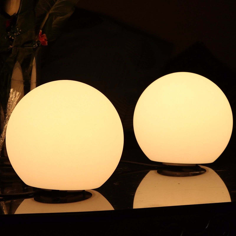 Modern Round Bedside Table Lamp, 20cm Ball, Warm White LED Light