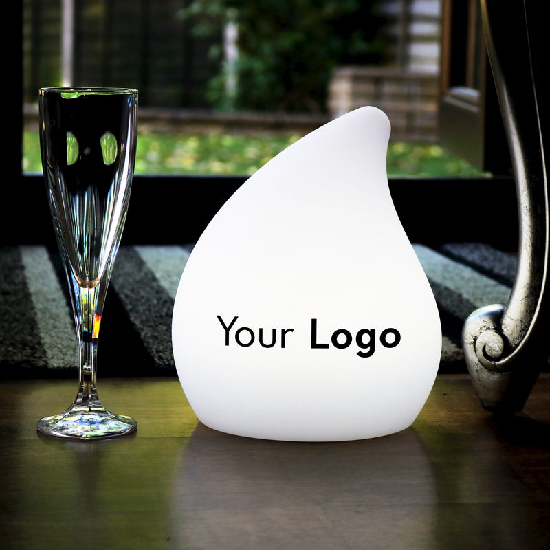 Personalised LED Table Centre Lamp, Customised Branded Display Sign Light with Printed Logo