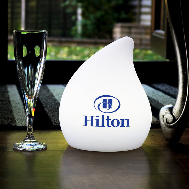 Personalised LED Table Centre Lamp, Customised Branded Display Sign Light with Printed Logo